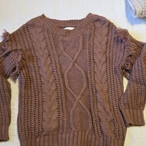 Everly Brown Cable Knit Sweater